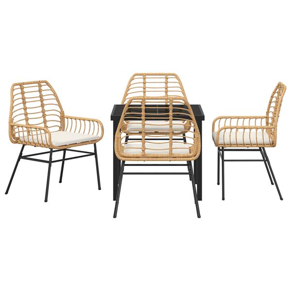 Grote foto vidaxl 5 delige tuinset met kussens bruin poly rattan tuin en terras tuinmeubelen