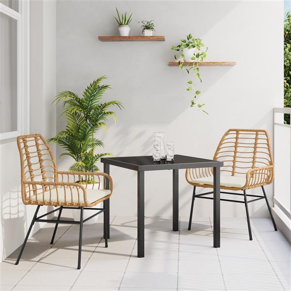 Grote foto vidaxl 3 delige tuinset met kussens in bruin poly rattan tuin en terras tuinmeubelen