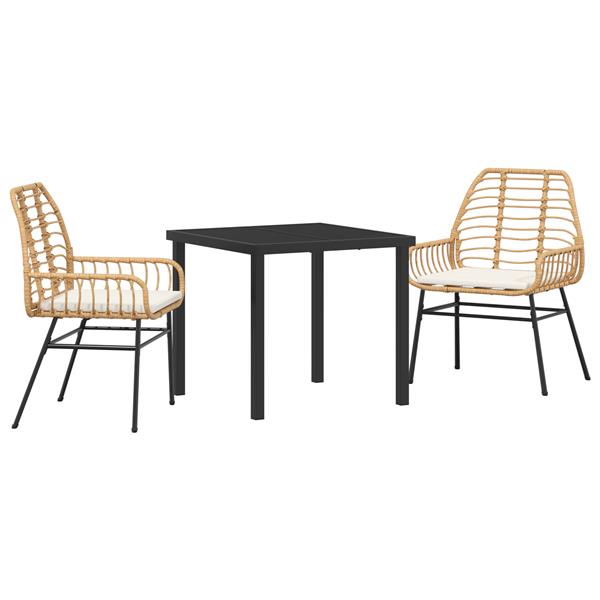 Grote foto vidaxl 3 delige tuinset met kussens in bruin poly rattan tuin en terras tuinmeubelen
