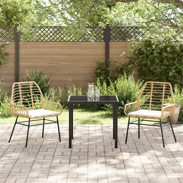 Grote foto vidaxl 3 delige tuinset met kussens in bruin poly rattan tuin en terras tuinmeubelen