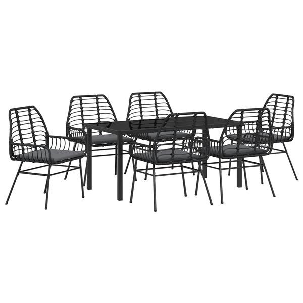 Grote foto vidaxl 7 delige tuinset met kussens zwart poly rattan tuin en terras tuinmeubelen