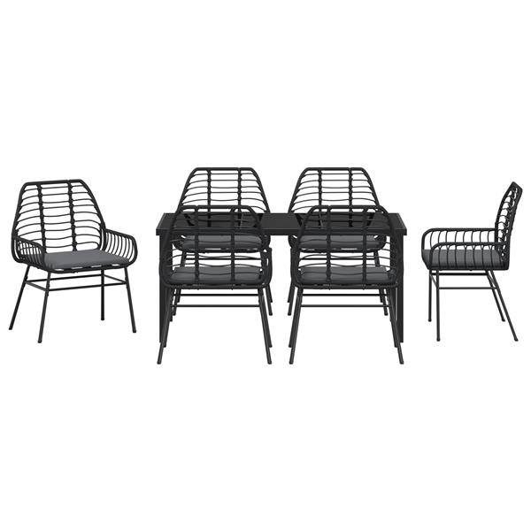 Grote foto vidaxl 7 delige tuinset met kussens zwart poly rattan tuin en terras tuinmeubelen