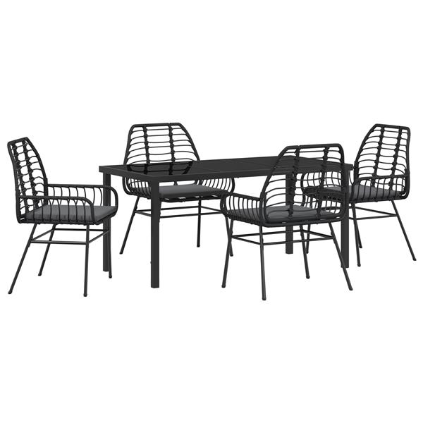 Grote foto vidaxl 5 delige tuinset met kussens zwart poly rattan tuin en terras tuinmeubelen