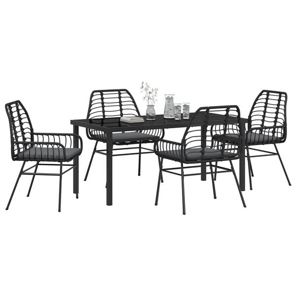 Grote foto vidaxl 5 delige tuinset met kussens zwart poly rattan tuin en terras tuinmeubelen
