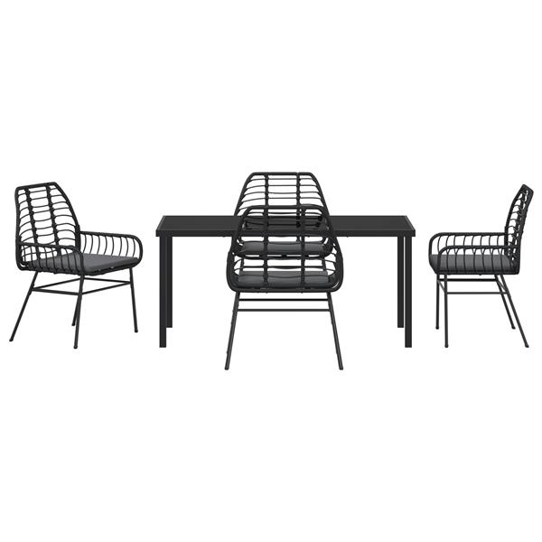 Grote foto vidaxl 5 delige tuinset met kussens zwart poly rattan tuin en terras tuinmeubelen