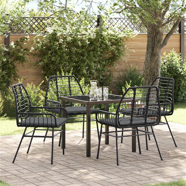 Grote foto vidaxl 5 delige tuinset met kussens zwart poly rattan tuin en terras tuinmeubelen