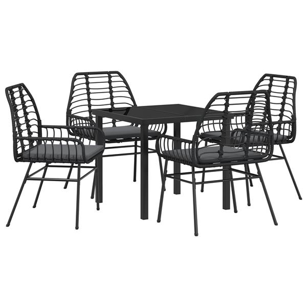 Grote foto vidaxl 5 delige tuinset met kussens zwart poly rattan tuin en terras tuinmeubelen