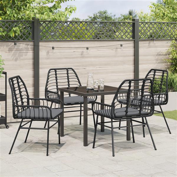 Grote foto vidaxl 5 delige tuinset met kussens zwart poly rattan tuin en terras tuinmeubelen