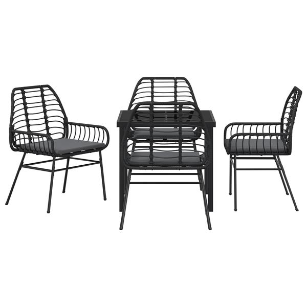 Grote foto vidaxl 5 delige tuinset met kussens zwart poly rattan tuin en terras tuinmeubelen