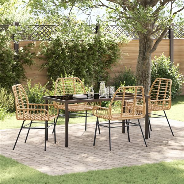 Grote foto vidaxl 5 delige tuin eetset bruin poly rattan tuin en terras tuinmeubelen