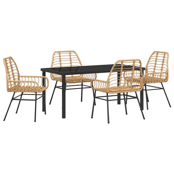 Grote foto vidaxl 5 delige tuin eetset bruin poly rattan tuin en terras tuinmeubelen