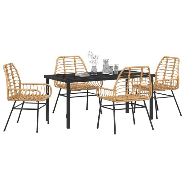 Grote foto vidaxl 5 delige tuin eetset bruin poly rattan tuin en terras tuinmeubelen