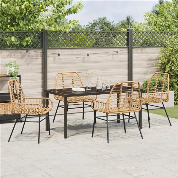Grote foto vidaxl 5 delige tuin eetset bruin poly rattan tuin en terras tuinmeubelen