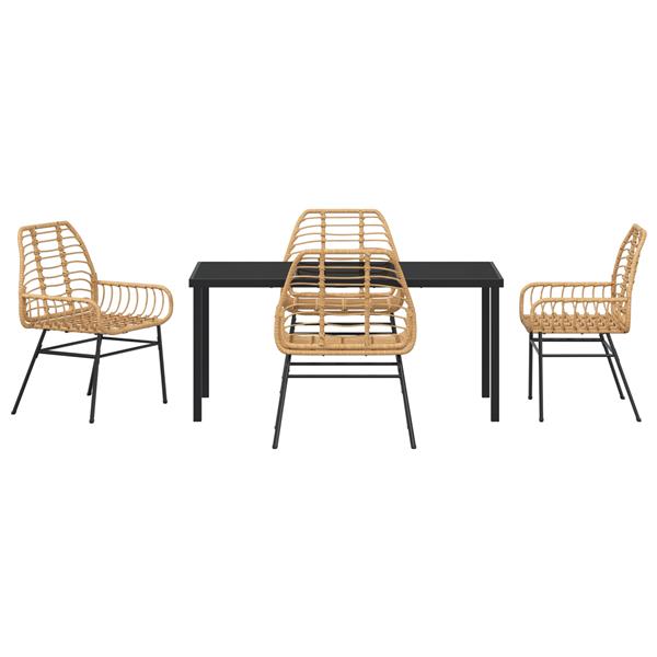 Grote foto vidaxl 5 delige tuin eetset bruin poly rattan tuin en terras tuinmeubelen