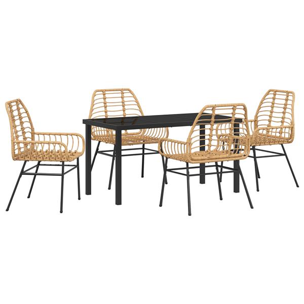 Grote foto vidaxl 5 delige tuin eettafelset bruin poly rattan tuin en terras tuinmeubelen