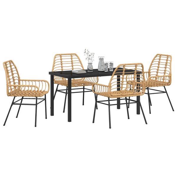 Grote foto vidaxl 5 delige tuin eettafelset bruin poly rattan tuin en terras tuinmeubelen