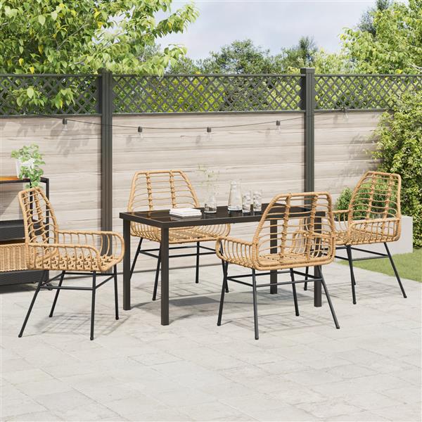 Grote foto vidaxl 5 delige tuin eettafelset bruin poly rattan tuin en terras tuinmeubelen