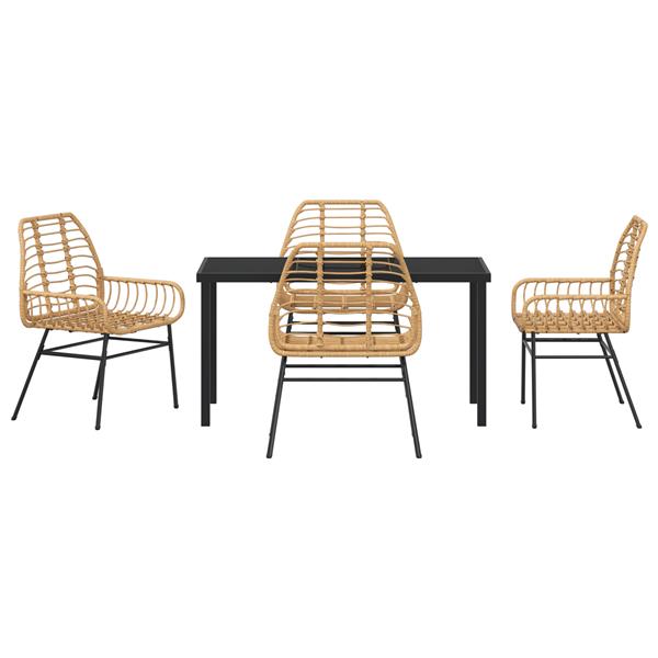 Grote foto vidaxl 5 delige tuin eettafelset bruin poly rattan tuin en terras tuinmeubelen