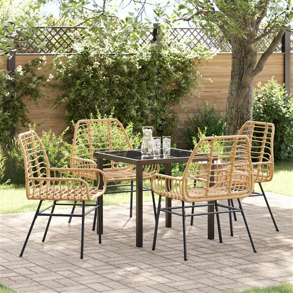 Grote foto vidaxl 5 delige tuinset bruin poly rattan tuin en terras tuinmeubelen