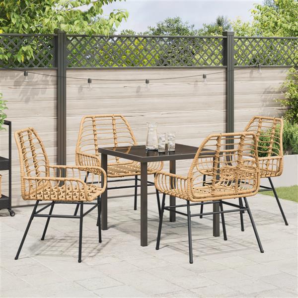 Grote foto vidaxl 5 delige tuinset bruin poly rattan tuin en terras tuinmeubelen