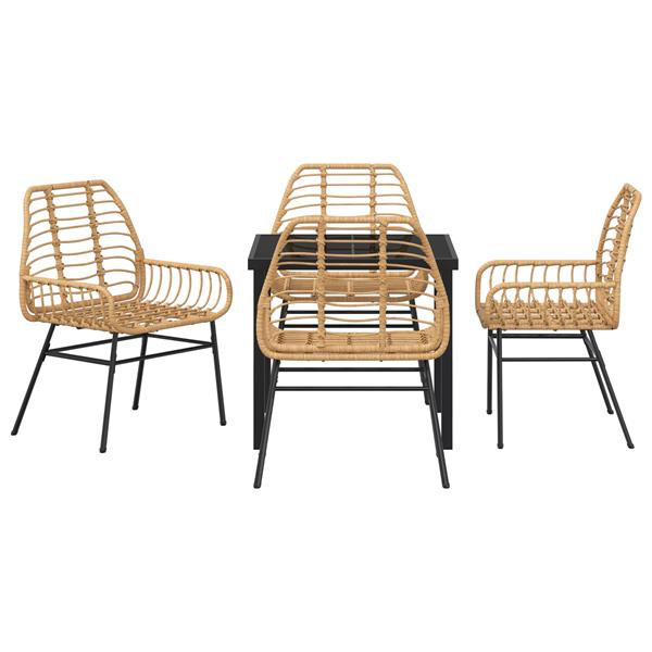 Grote foto vidaxl 5 delige tuinset bruin poly rattan tuin en terras tuinmeubelen