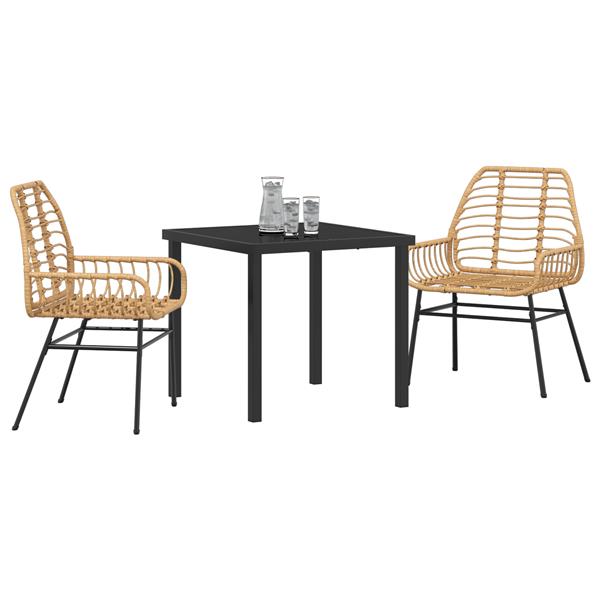 Grote foto vidaxl 3 delige tuin eetset bruin poly rattan tuin en terras tuinmeubelen