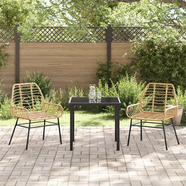 Grote foto vidaxl 3 delige tuin eetset bruin poly rattan tuin en terras tuinmeubelen