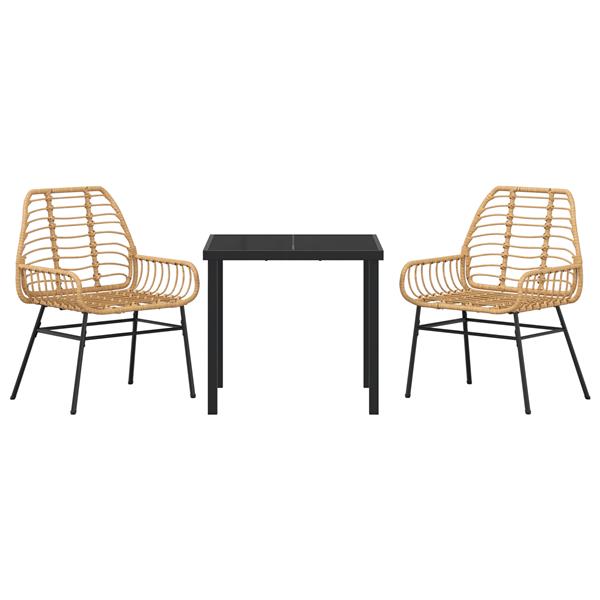 Grote foto vidaxl 3 delige tuin eetset bruin poly rattan tuin en terras tuinmeubelen