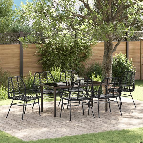 Grote foto vidaxl 7 delige tuinset zwart poly rattan tuin en terras tuinmeubelen
