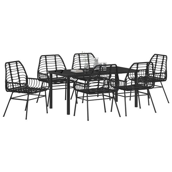 Grote foto vidaxl 7 delige tuinset zwart poly rattan tuin en terras tuinmeubelen