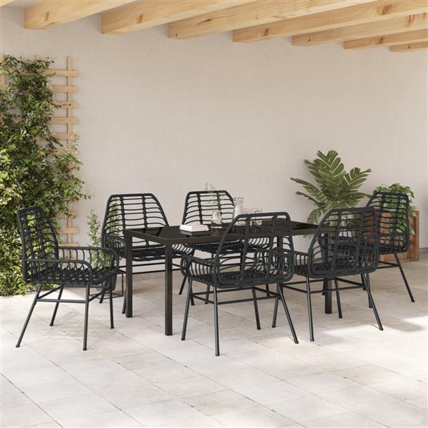 Grote foto vidaxl 7 delige tuinset zwart poly rattan tuin en terras tuinmeubelen