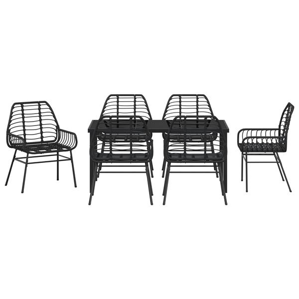 Grote foto vidaxl 7 delige tuinset zwart poly rattan tuin en terras tuinmeubelen