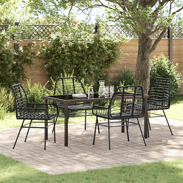 Grote foto vidaxl 5 delige tuinset met eettafel in zwart poly rattan tuin en terras tuinmeubelen
