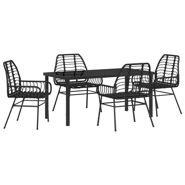 Grote foto vidaxl 5 delige tuinset met eettafel in zwart poly rattan tuin en terras tuinmeubelen
