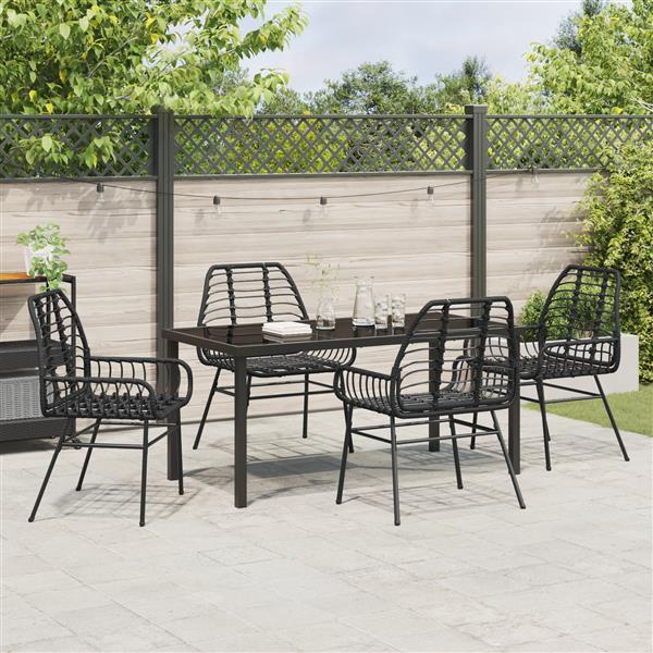 Grote foto vidaxl 5 delige tuinset met eettafel in zwart poly rattan tuin en terras tuinmeubelen