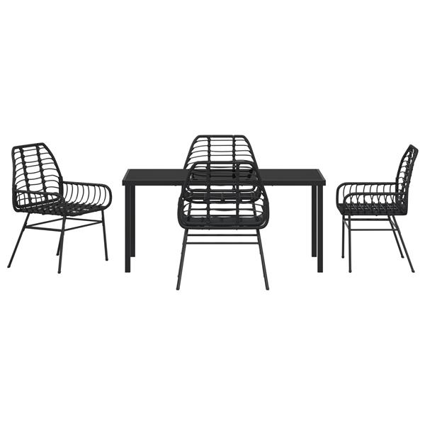 Grote foto vidaxl 5 delige tuinset met eettafel in zwart poly rattan tuin en terras tuinmeubelen