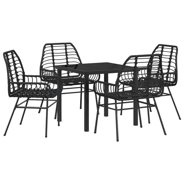 Grote foto vidaxl 5 delige tuinset zwart poly rattan tuin en terras tuinmeubelen