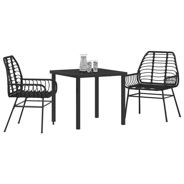 Grote foto vidaxl 3 delige tuin eethoek zwart poly rattan tuin en terras tuinmeubelen
