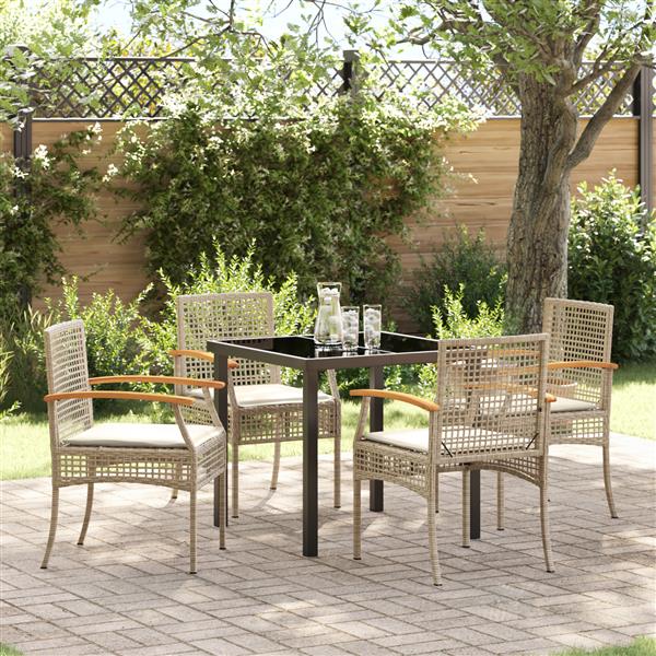 Grote foto vidaxl 5 delige tuinset met kussens beige poly rattan tuin en terras tuinmeubelen