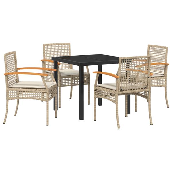 Grote foto vidaxl 5 delige tuinset met kussens beige poly rattan tuin en terras tuinmeubelen