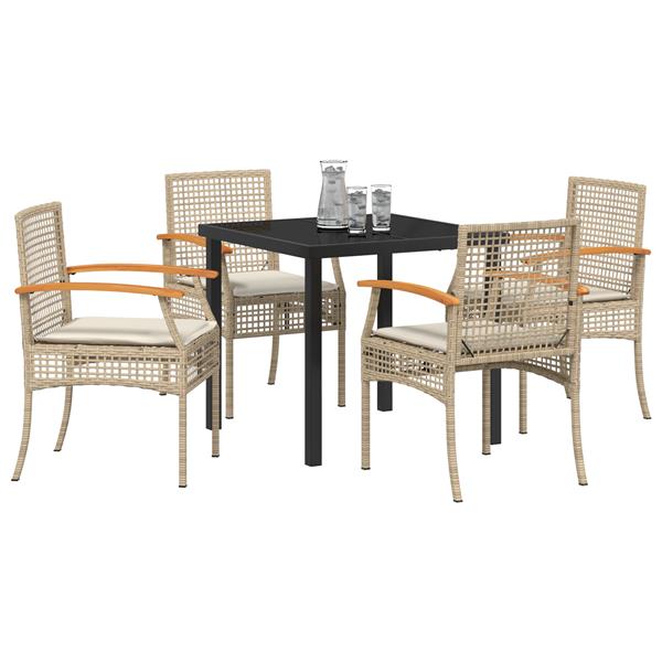 Grote foto vidaxl 5 delige tuinset met kussens beige poly rattan tuin en terras tuinmeubelen