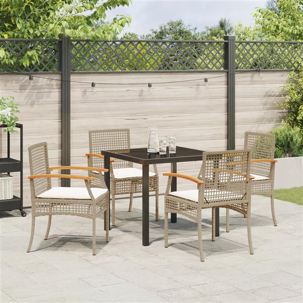 Grote foto vidaxl 5 delige tuinset met kussens beige poly rattan tuin en terras tuinmeubelen