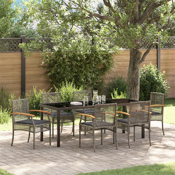 Grote foto vidaxl 7 delige tuinset met kussens grijs poly rattan tuin en terras tuinmeubelen