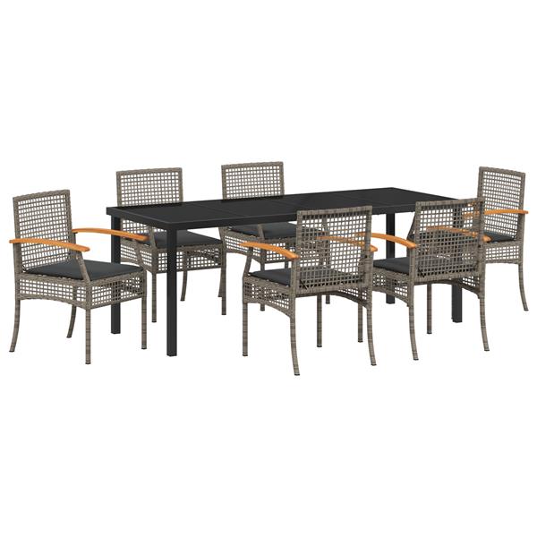 Grote foto vidaxl 7 delige tuinset met kussens grijs poly rattan tuin en terras tuinmeubelen