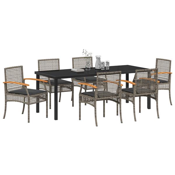 Grote foto vidaxl 7 delige tuinset met kussens grijs poly rattan tuin en terras tuinmeubelen
