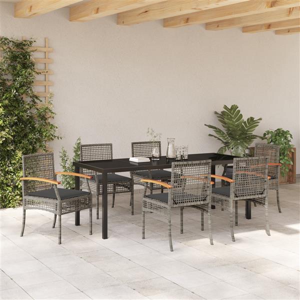 Grote foto vidaxl 7 delige tuinset met kussens grijs poly rattan tuin en terras tuinmeubelen