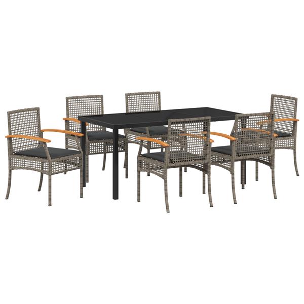 Grote foto vidaxl 7 delige tuindining set met kussens grijze poly rattan tuin en terras tuinmeubelen
