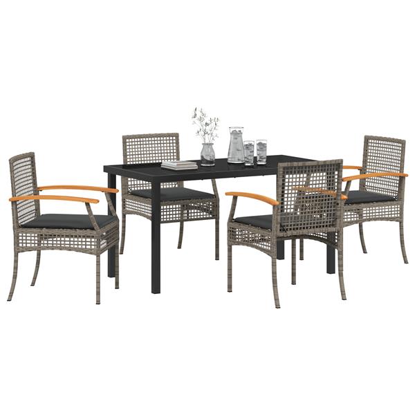 Grote foto vidaxl 5 delige tuinset met kussens grijze poly rattan tuin en terras tuinmeubelen