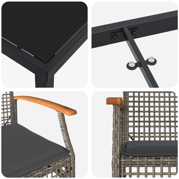 Grote foto vidaxl 5 delige tuin eetset met kussens grijs poly rattan tuin en terras tuinmeubelen