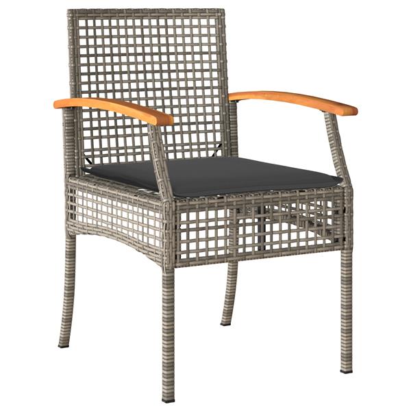 Grote foto vidaxl 3 delige tuinset met kussens grijs poly rattan tuin en terras tuinmeubelen